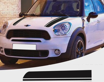 Mini Cooper 2008-2017 Bonnet Hood Stripes Countryman Clubman Checkered Racing Strips /   Vinyl Graphics Decals Stickers