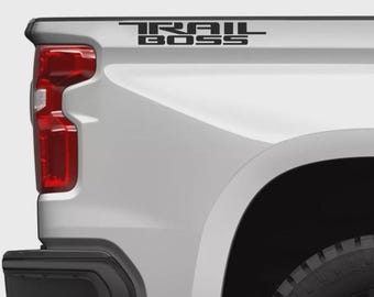 2 x Trail Boss Decal Stickers Replacement for Silverado (2019-2024) Decals Graphics Sticker Vinyl - Set of 2 - MATTE Black