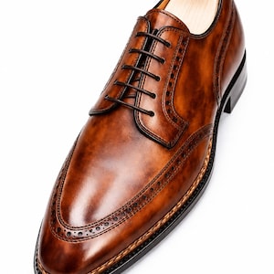Men Handmade Leather Longwing Brogue Wingtip Dress Shoes Brown Formal