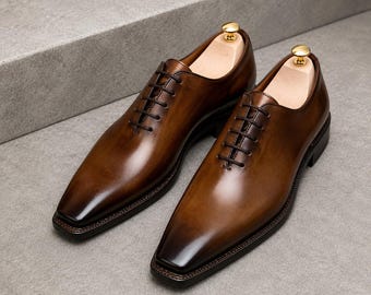 Men's Handmade Brown Leather Oxford Shoes – Genuine Leather Whole Cut Footwear