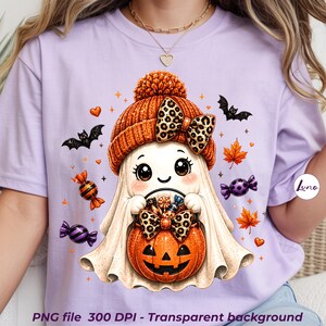 Halloween-spöke PNG, lapptäcksdesigner för DTF och sublimering, pumpa-tröja-grafik Clipart (digital nedladdning)