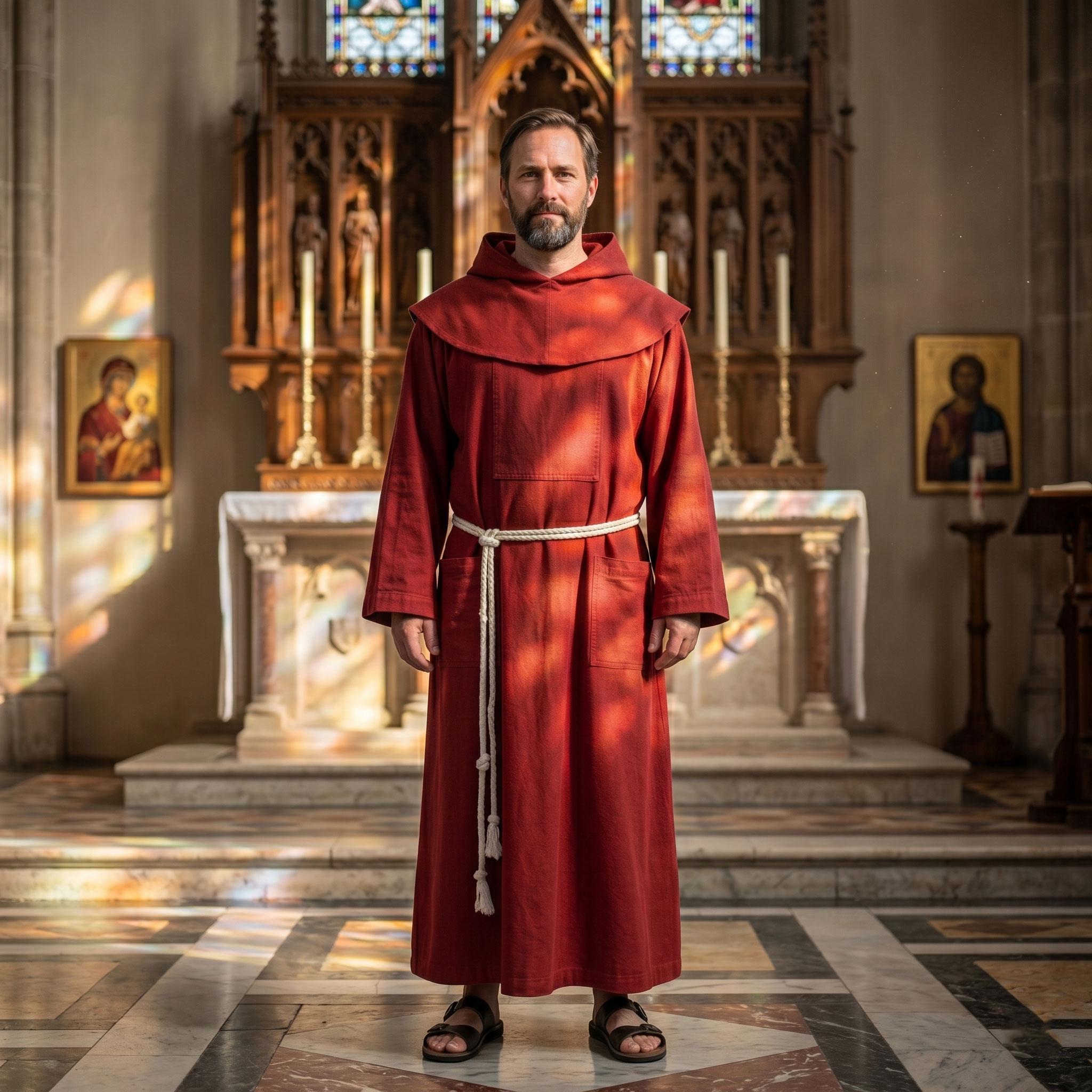 Franscican Robe Franciscan Monk Robe Hooded Clergy Habit With Rope Belt Cotton Wool or ...