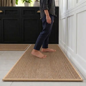 Washable Non-Slip Kitchen Rug | Quick Dry Absorbent Floor Mat | Waterproof Bathroom Mat | Durable Polyester Plaid Rug