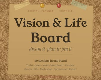 Vision & Life Board — Interactive Digital Planner | 10-in-1 Editable Board (No App, Works Offline)
