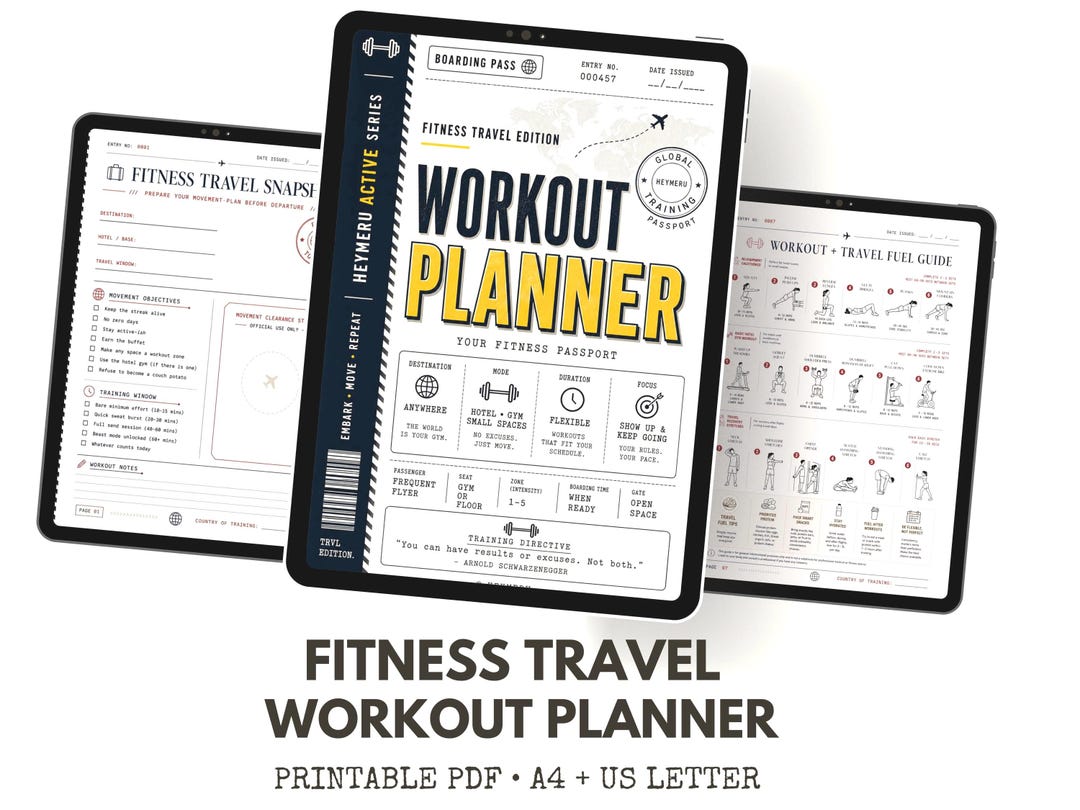 Travel Fitness Planner Printable PDF | Workout Tracker, Gym Journal ...