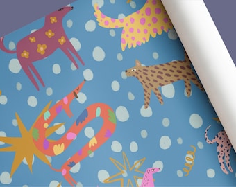 Papel pintado autoadhesivo con diseño de perro azul, decoración para habitación de bebé, pared decorativa para habitación infantil.