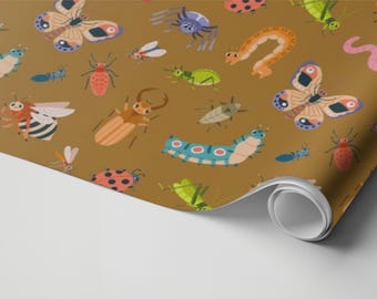 Papel pintado autoadhesivo con diseño de insectos marrones, decoración colorida para la habitación de los niños.