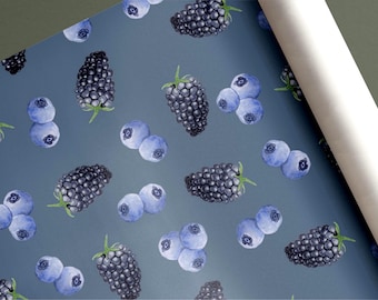 Papel pintado autoadhesivo con diseño de acuarela de arándanos, mural decorativo de frutas para la cocina.