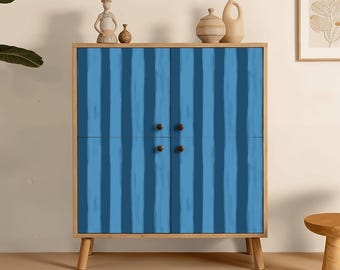 Papel pintado autoadhesivo de rayas azules, decoración para habitación de bebé, pared decorativa para habitación infantil.