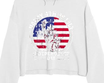 Independence Day Ladies' Crop Hooded Sweatshirt LS12000