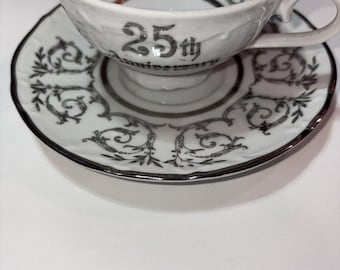 bareuther waldsassen bavaria germany 264 cup and saucer 25th anniversary