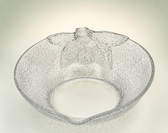 Bol para servir de cristal transparente con forma de limón y textura, de la marca KIG Indonesia, estilo vintage – 23 cm (9 pulgadas)