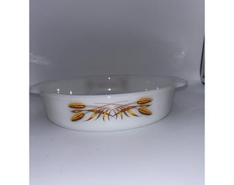 Vintage Fire-King #450 Runde Backform Weizenmuster Milchglas Anker Hocking USA