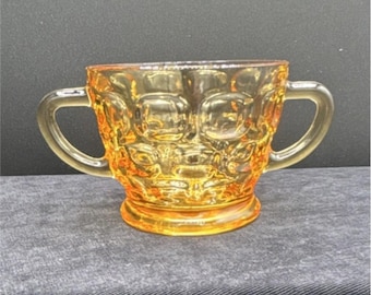 Zuccheriera vintage Federal Glass Yorktown color ambra senza coperchio