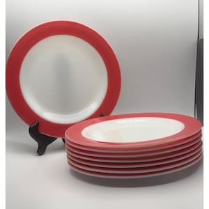 Vintage Pyrex Flamingo Red 10” Dinner Plates Set of 4 Made in USA MCM