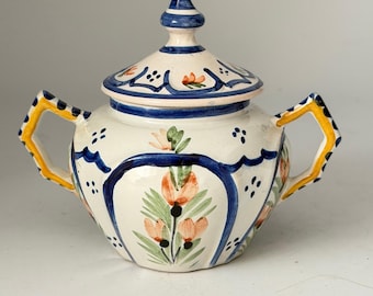 Vintage Quimper 242 Zuckerdosendeckel, handbemalt mit bretonischem Motiv, Frankreich