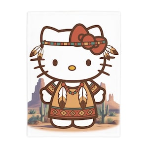 Manta de felpa con diseño de gatito kawaii / Manta acogedora estampada