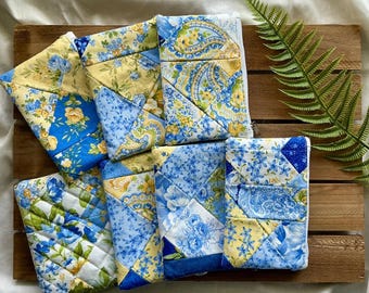 Bluebell Patchwork Collection | Handmade Small Zipper Pouch | Cosmetic Bag | Cottagecore Makeup Case | Small Travel Organizer