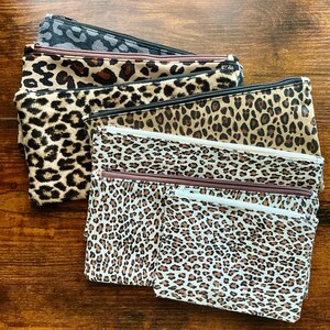 Cheetah Print Zipper Pouch | Upcycled Pattern | Handmade Cosmetic Bag | Pencil Pouch