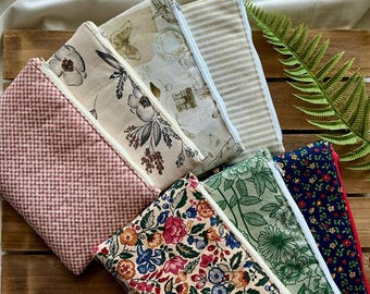 Handmade Medium Zipper Pouch - Pencil Case, Cosmetic Bag