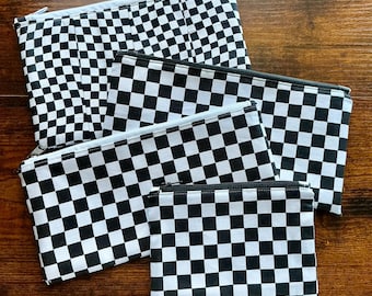 The Checker Collection | Handmade Zipper Pouch | Elder Emo | Cosmetic Bag, Pencil Case