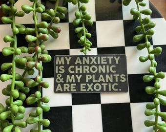 Anxiety Chronic Plants Exotic Sticker | Plant Lover Mental Health Vinyl