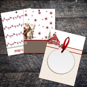 ARQUIVO DIGITAL Cartões de apoio para enfeites de Natal 5 x 7 Design digital