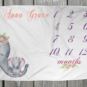 DIGITAL FILE Elephant Mom and Baby  Milestone  Blanket   Digital Design for Sublimation