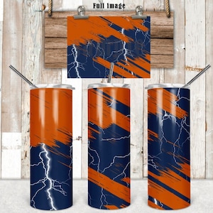 DIGITAL FILE Burnt Orange and Navy  20 oz Skinny Tumbler with straight file  Digital Design for Sublimation