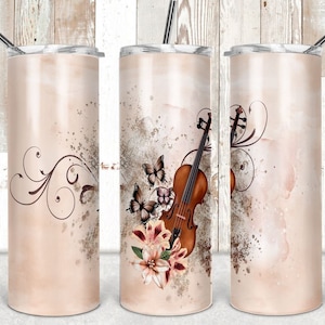 DIGITAL FILE Vintage Violin 20 oz Skinny Tumbler Digital Design for Sublimation