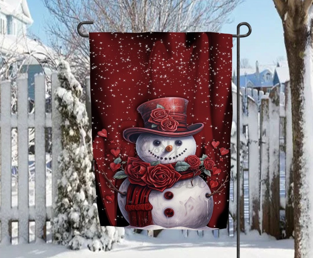 Winter-Flagge Mit Schneemann-Motiv – 90 X 150 Cm, Wetterfestes Polyester, Mit Metallösen
