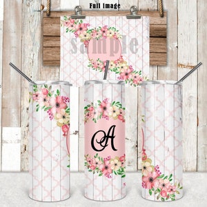 FILE DIGITALE Pink Floral 20 oz Skinny Tumbler include design digitale affusolato e dritto per la sublimazione