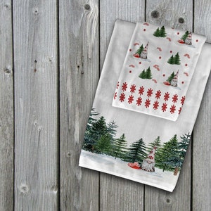 Conjunto de toalhas Gnomo de Natal para IMPRESSORA PEQUENA apenas com design digital
