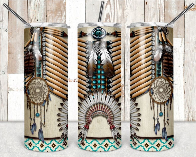 Native American 20 oz Skinny Tumbler Digital Design for Etsy