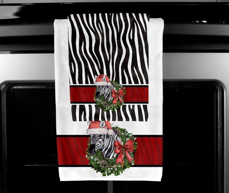 DIGITAL FILE Christmas Zebra Towel Set Digital Design for Sublimation image 1