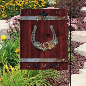 DIGITAL FILE Christmas Barn wood and Horseshoe Flag  Digital Designs for Sublimation