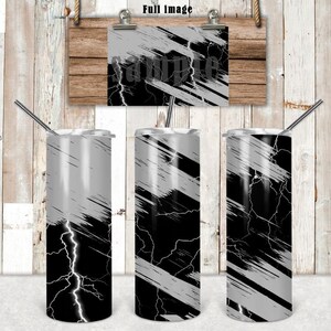 DIGITAL FILE Black and Silver 20 oz Skinny Tumbler with straight file only  Digital Design for Sublimation