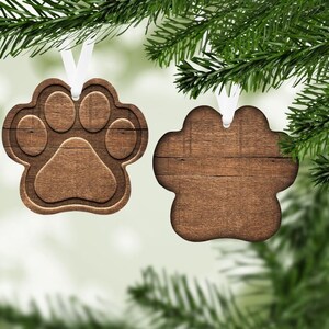 DIGITAL FILE Carved Wood Paw Print   Ornament Digital Design for Sublimation