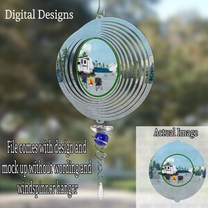 DIGITAL FILE Camping Trailer Solid Center Wind Spinner includes 6&quot; and 10&quot; Digital Design for Sublimation
