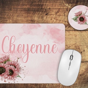 DIGITAL FILE Pink Sunflower Mouse Pad and Coaster Set Digital Design for Sublimation