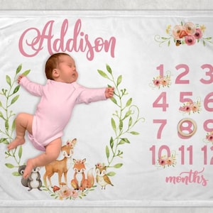 DIGITAL FILE Woodland  Milestone Blanket Digital Design for Sublimation