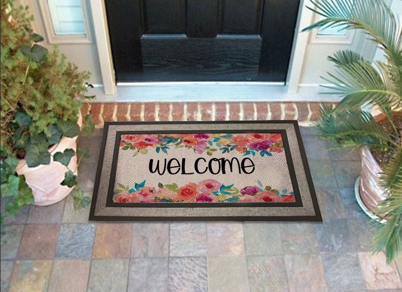 Tropical Floral Door Mat Digital Design for Sublimation Etsy