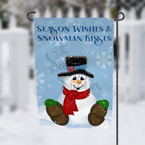 DIGITAL FILE Season Wishes and Snowman Kisses Garden Flag with and with out wording Digital Design for Sublimation