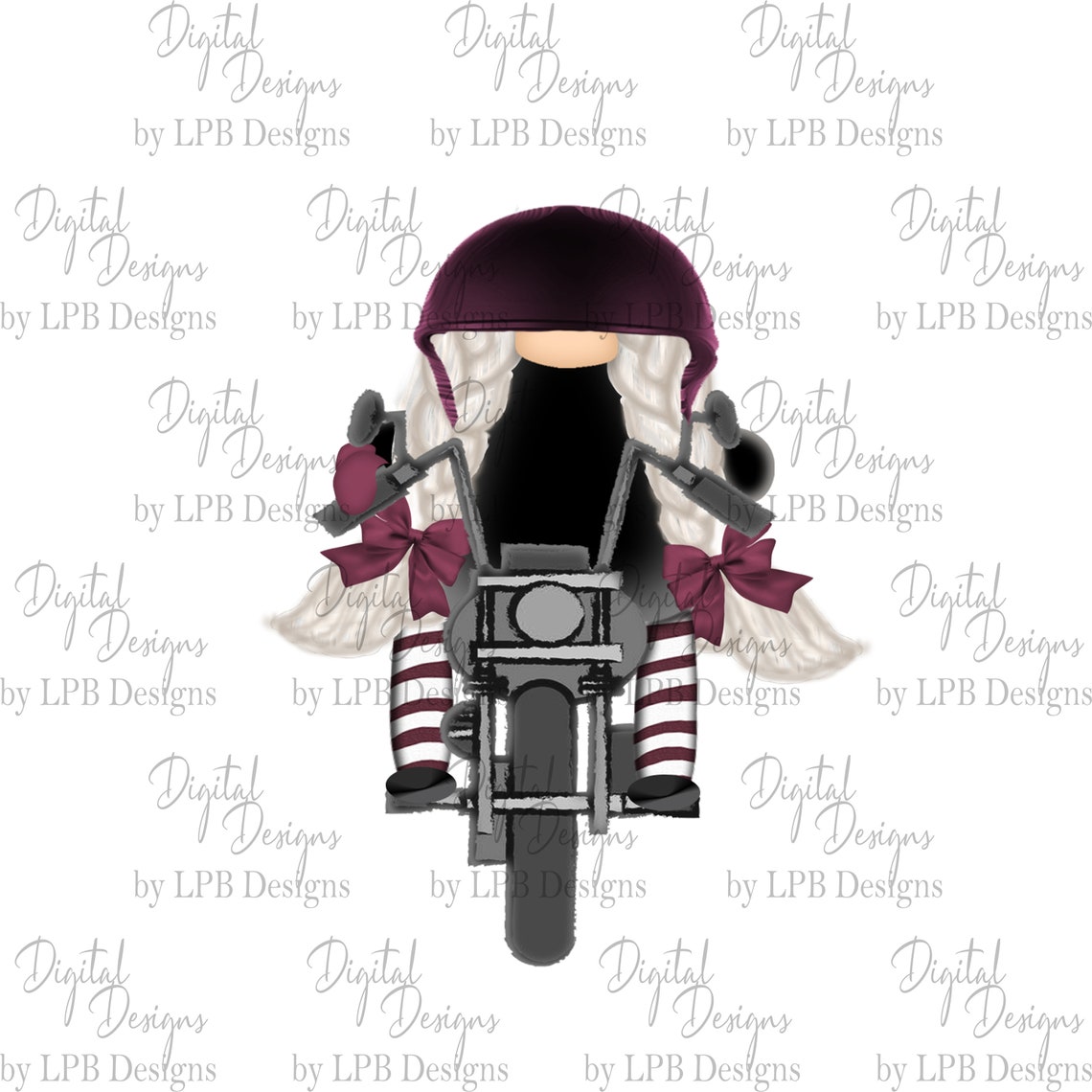 Girl Biker Gnome Digital Design for Sublimation Etsy