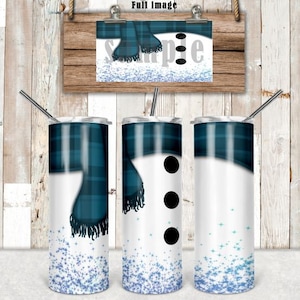 DIGITAL FILE Snowman Scarf    20oz skinny tumbler for straight and tapered Digital Design for Sublimation
