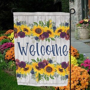 DIGITAL FILE Sunflower Fall Floral Flag Digital Design for Sublimation
