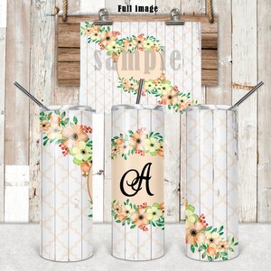 FILE DIGITALE Peach Floral 20 oz Skinny Tumbler include design digitale affusolato e dritto per la sublimazione