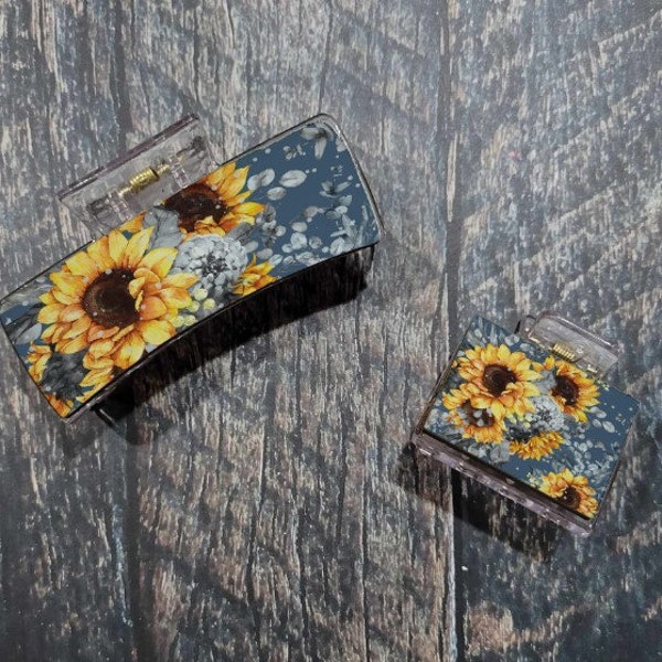 DIGITAL FILE Sunflower and Blue Hair Clip Bundle Digital Design for Sublimation