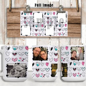 DIGITAL FILE Doodle hearts and frames    for 15oz mugs   Digital Design for Sublimation