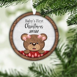 DIGITAL FILE Baby&#39;s First Christmas Girl Ornament Digital Design for Sublimation